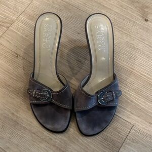 Franco Sarto Women's Charcoal Mules with Buckle